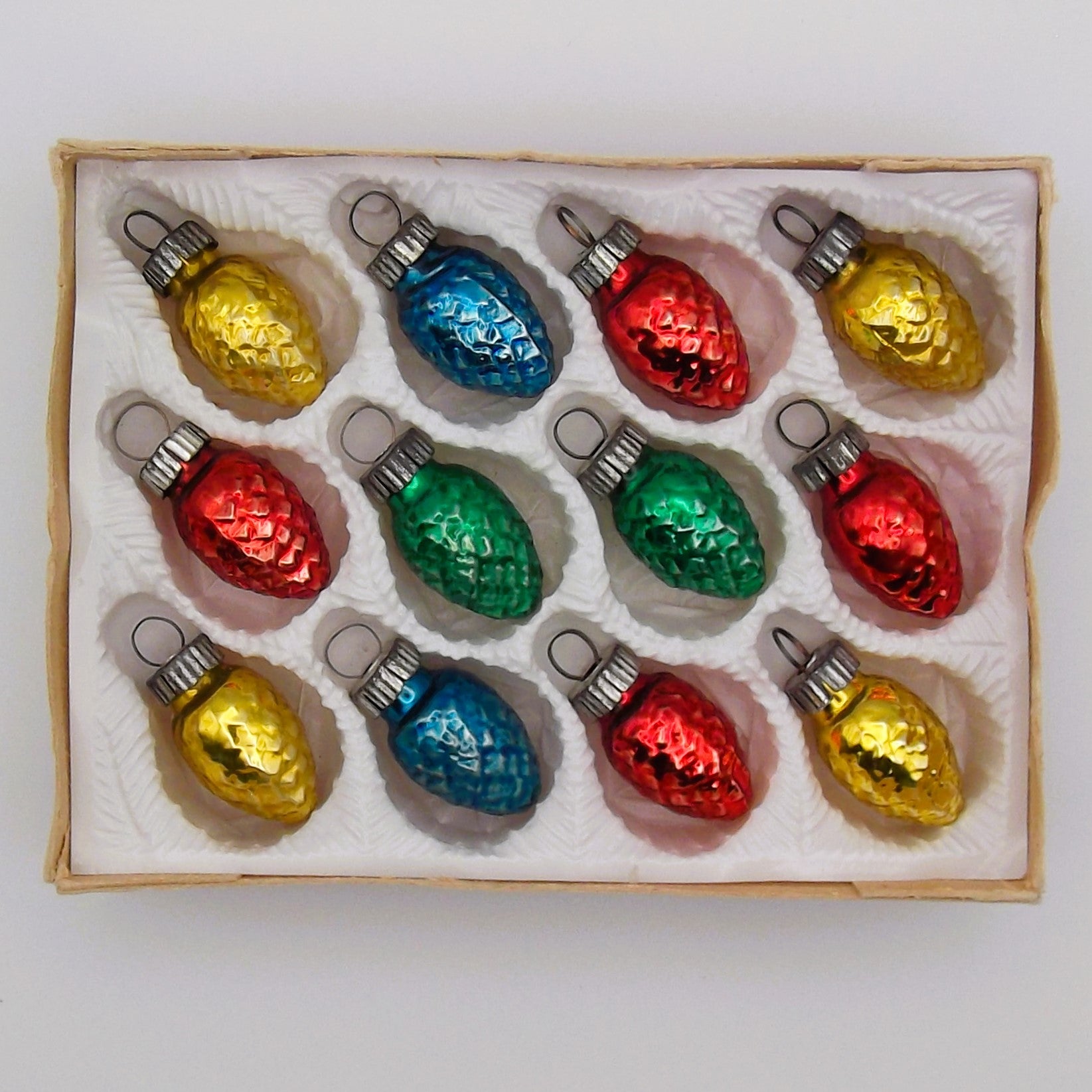 Vintage Boxed Eckartina Christbaumschmuck Glass Fir Cone Decorations (Set of Twelve)