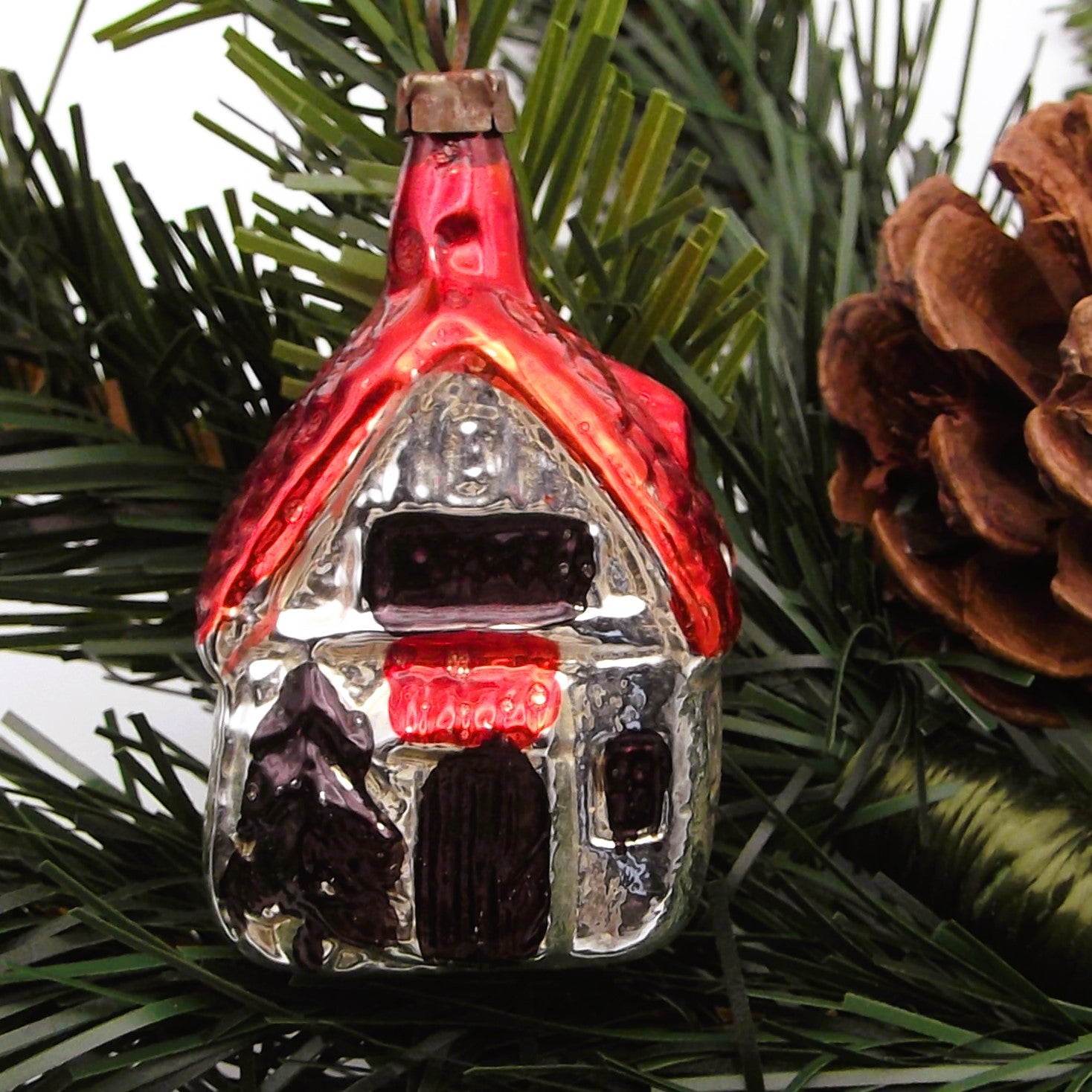 Vintage Christmas House Glass Decoration