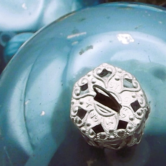 Vintage Christmas Baubles in light blue (set of six plus one)