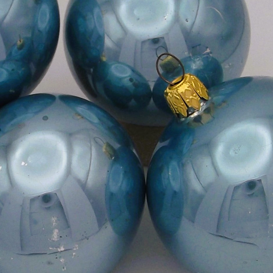 Vintage Christmas Baubles in light blue (set of six plus one)