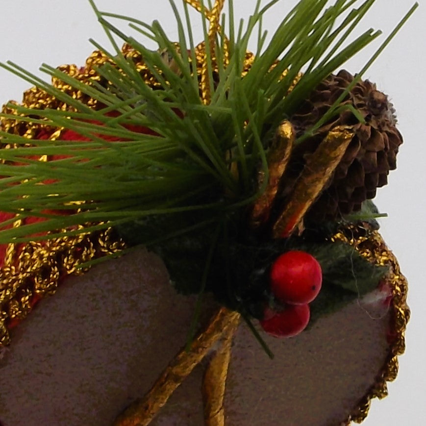 Vintage Fabric Drum Shaped Christmas Ornament