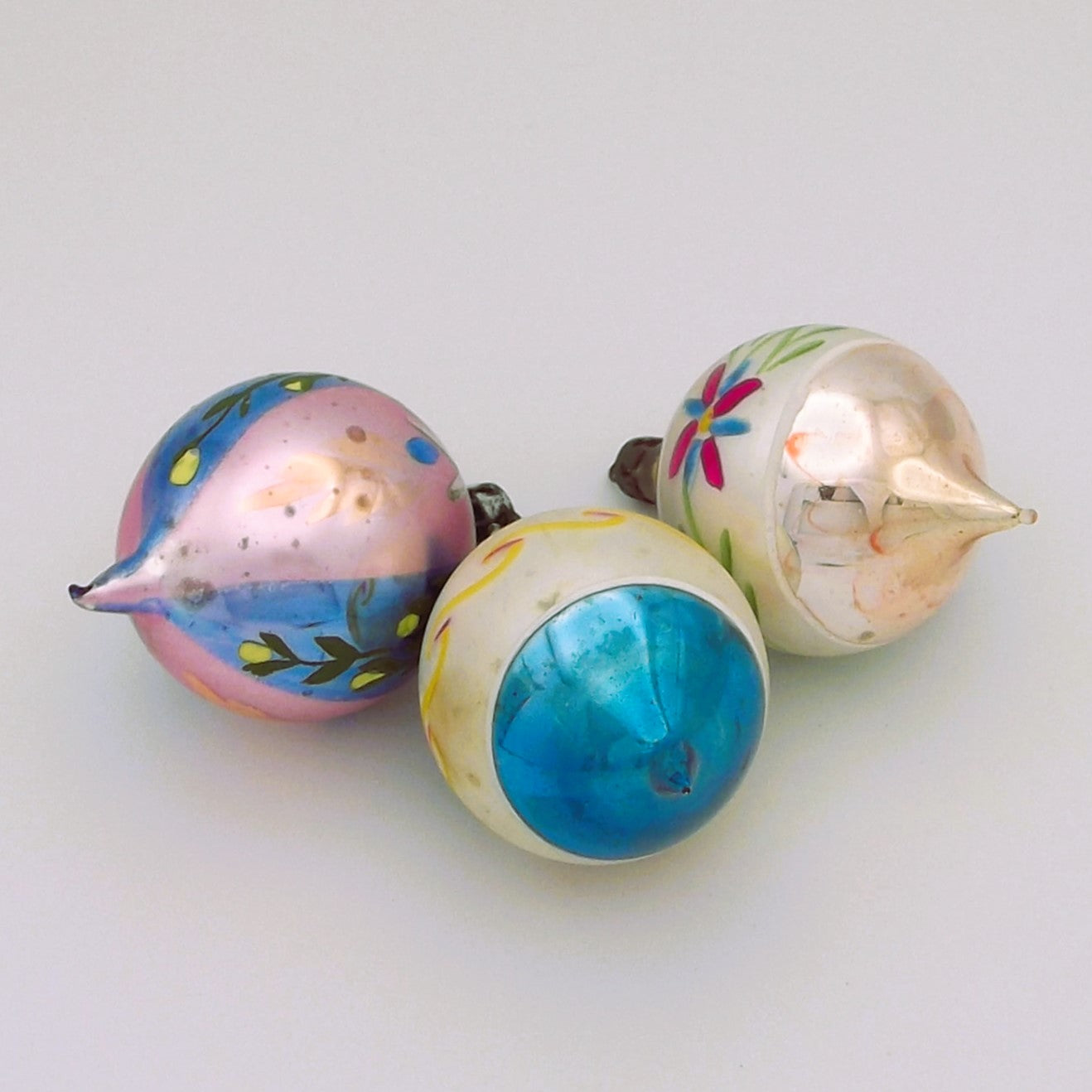 Vintage European Glass Teardrop Christmas ornaments (three)