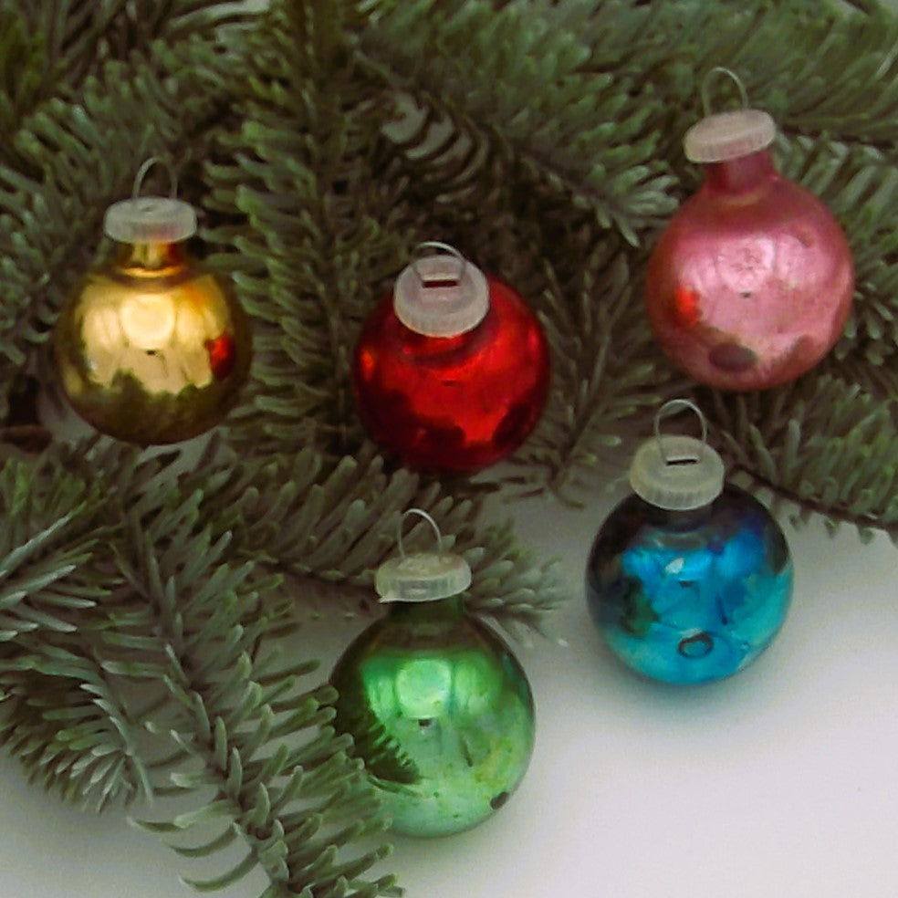 Vintage Miniature Glass Christmas Baubles (five)