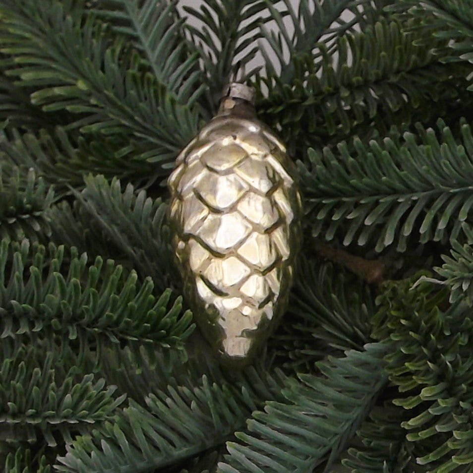 Vintage Glass Pine Cone Christmas Tree Ornament