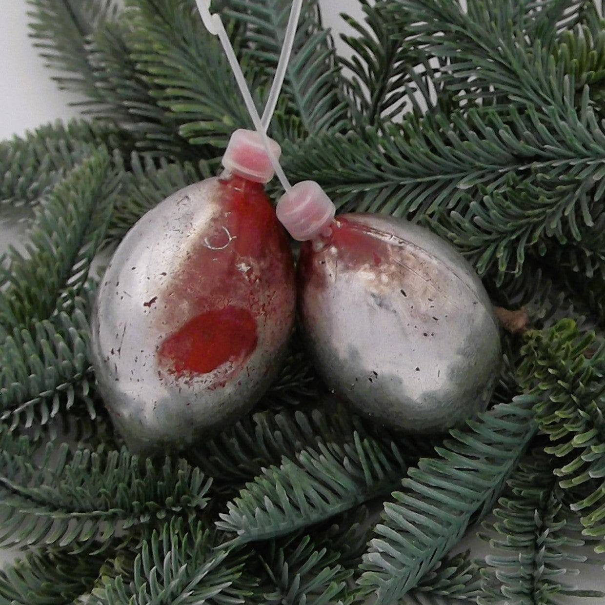 Vintage Plastic Teardrop Christmas Decorations (pair)