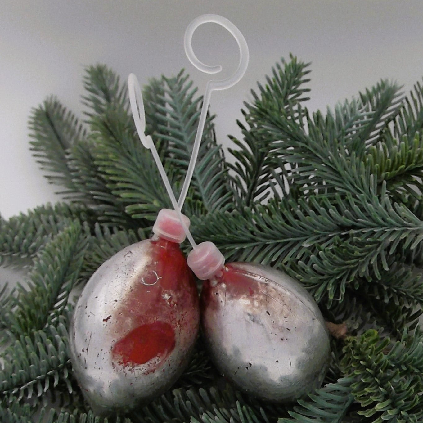 Vintage Plastic Teardrop Christmas Decorations (pair)
