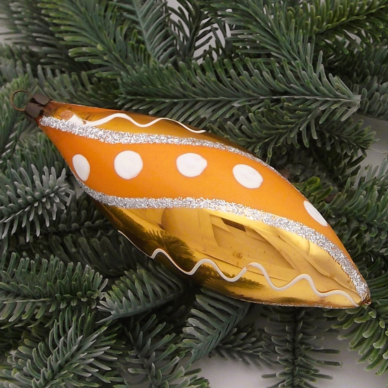 Vintage Glass Teardrop and Painted Christmas Decoration