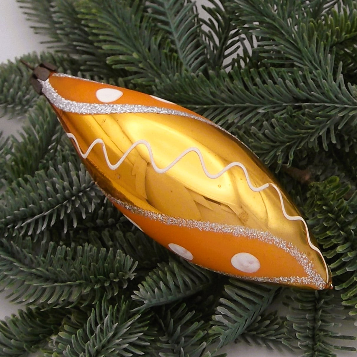 Vintage Glass Teardrop and Painted Christmas Decoration