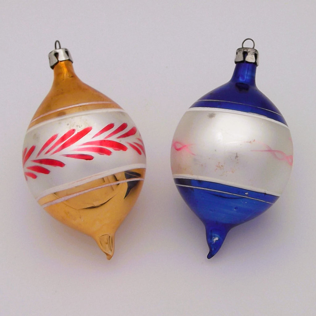 Vintage Christmas Oval Glass Bauble (four)