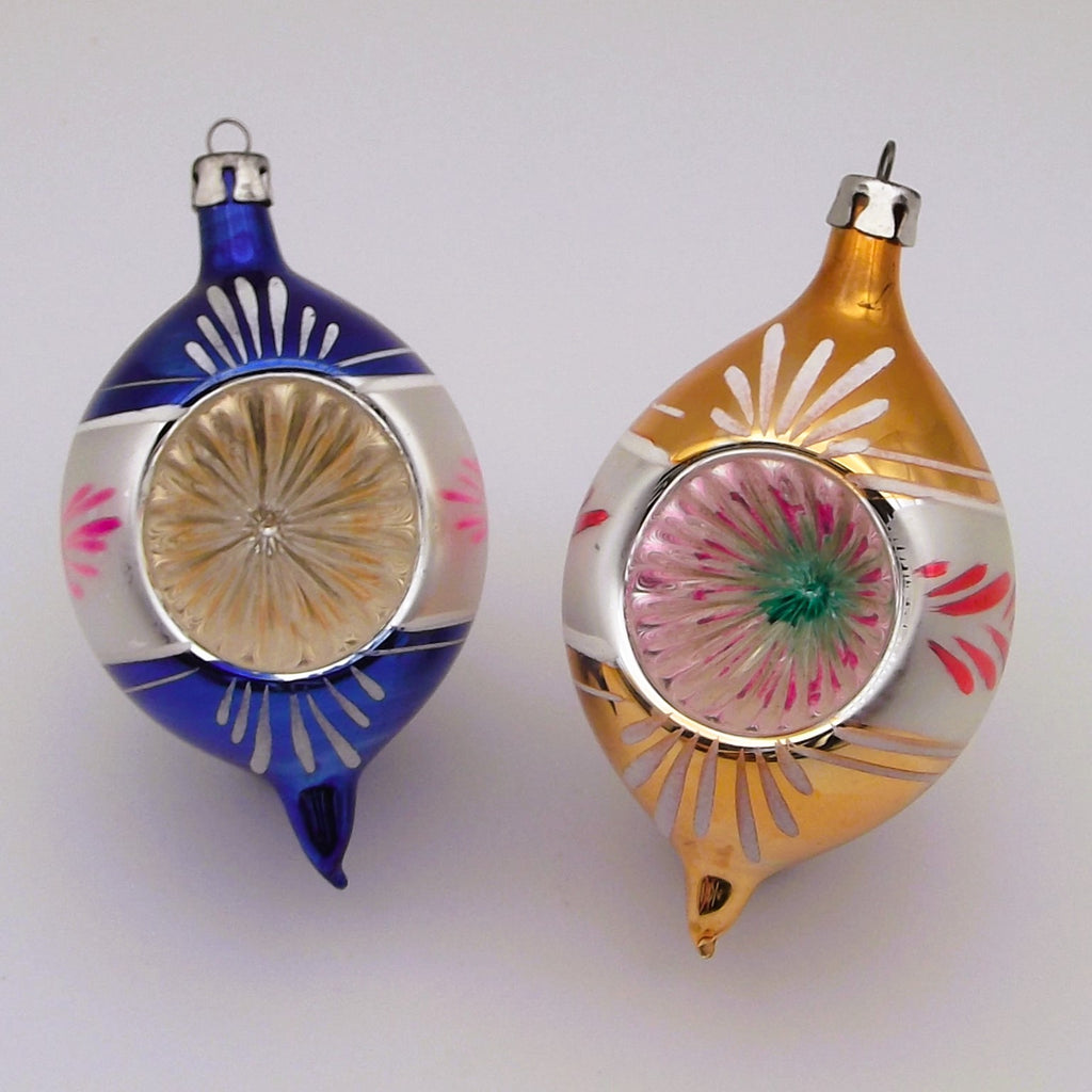 Vintage Christmas Oval Glass Bauble (four)