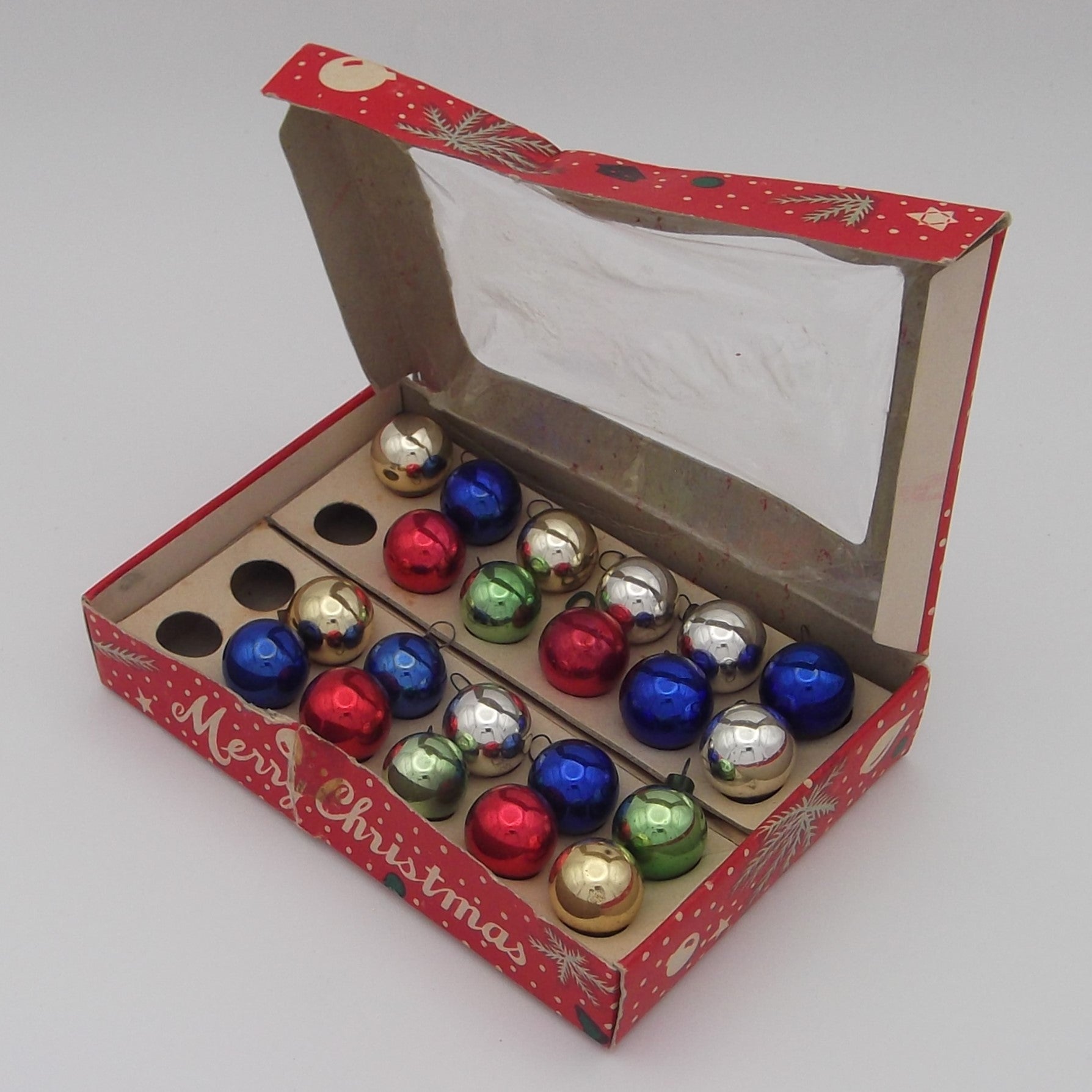 Vintage Glass Miniature Christmas Tree Ornaments in original box