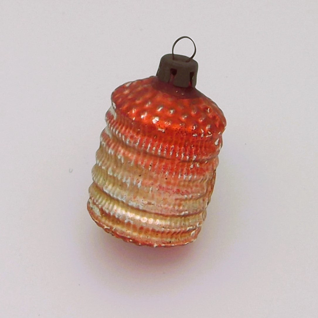 Vintage Glass Christmas Ornament in the shape of a beehive or lantern