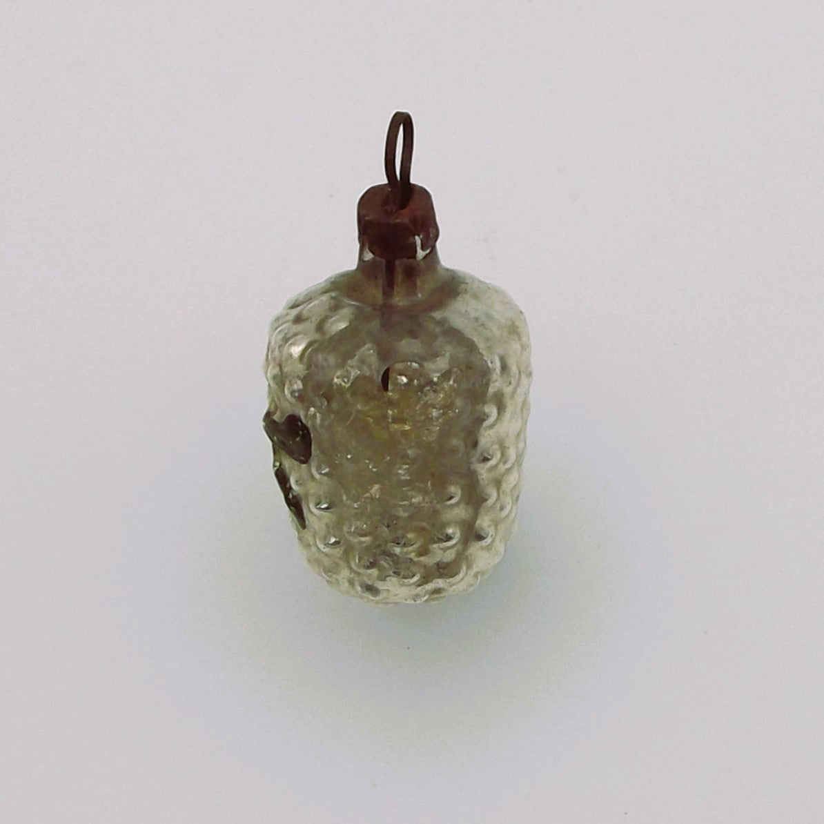 Vintage Glass Christmas Ornaments in shape of fruit (two), one with indent