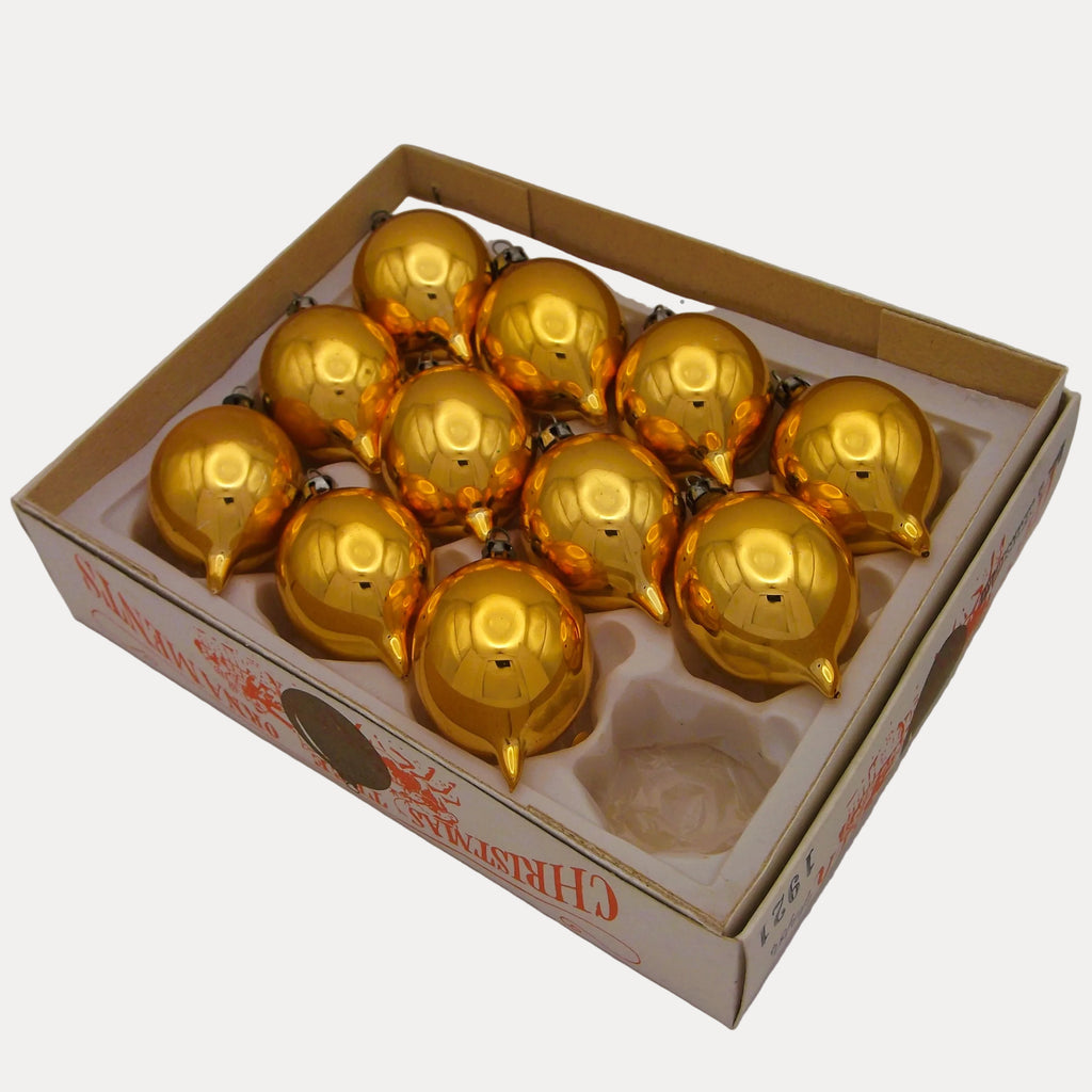 Vintage Boxed Set of Glass Christmas Tree Baubles Made in Czechoslovakia (set of eleven)