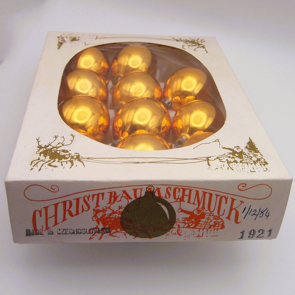 Vintage Boxed Set of Glass Christmas Tree Baubles Made in Czechoslovakia (set of eleven)