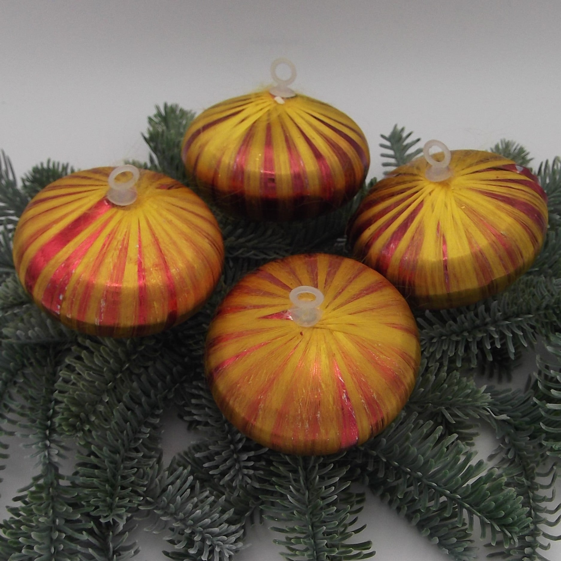 Vintage Satin-Wrapped Christmas Ornaments in an onion shape (four)