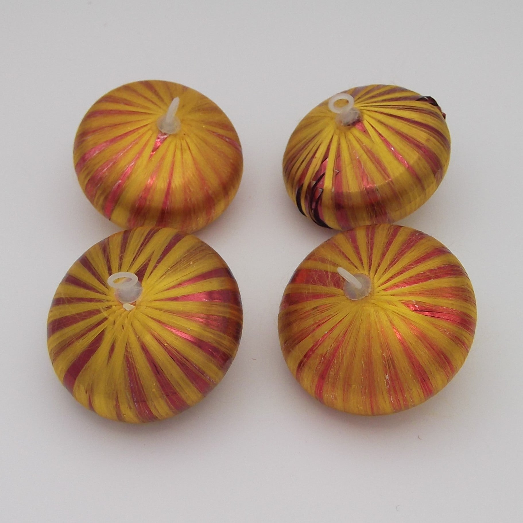 Vintage Satin-Wrapped Christmas Ornaments in an onion shape (four)