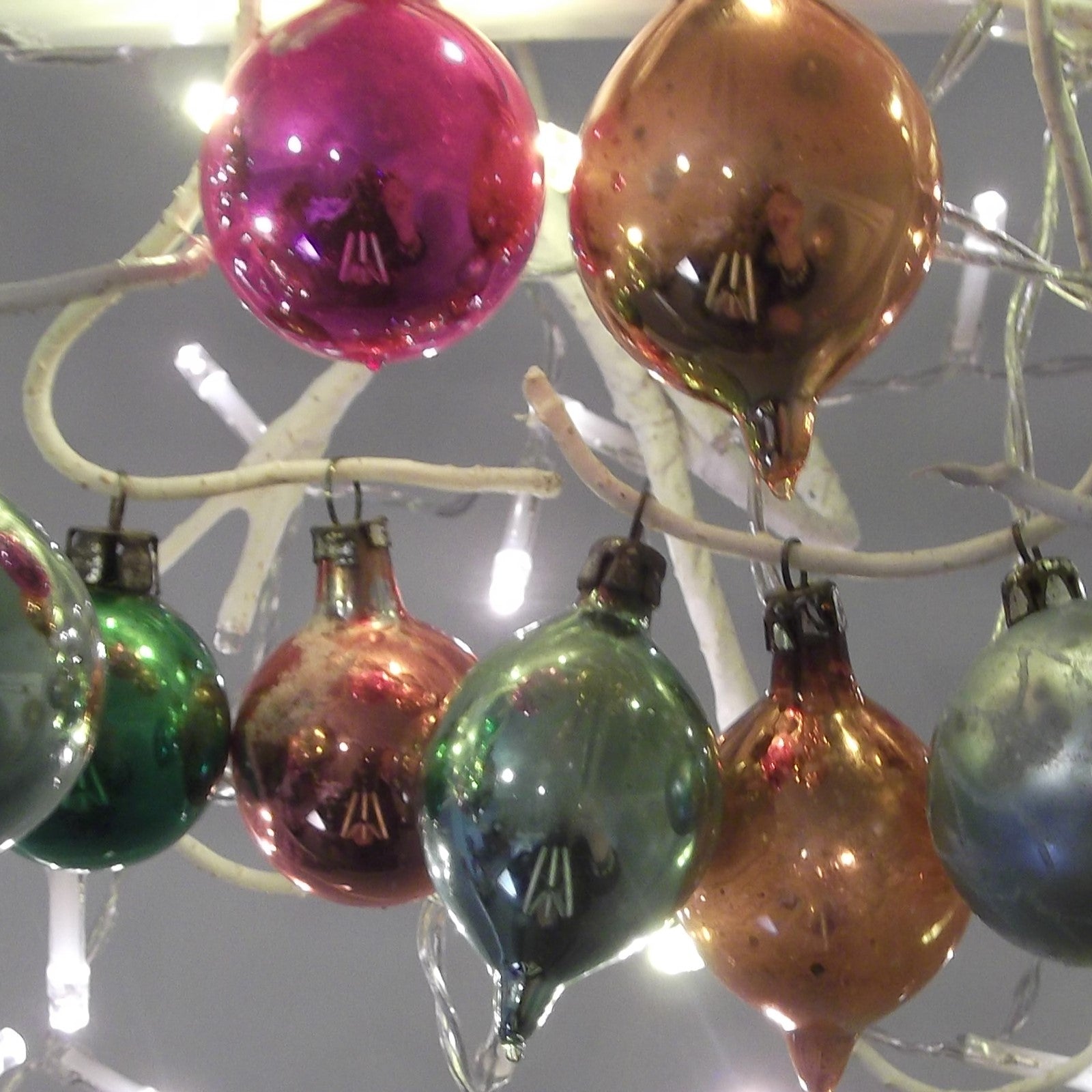 Vintage Glass Mid-century Christmas Tree Baubles (mixed set of ten)