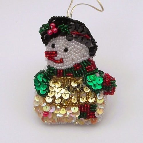 Beaded and sequin snowman Christmas tree decoration