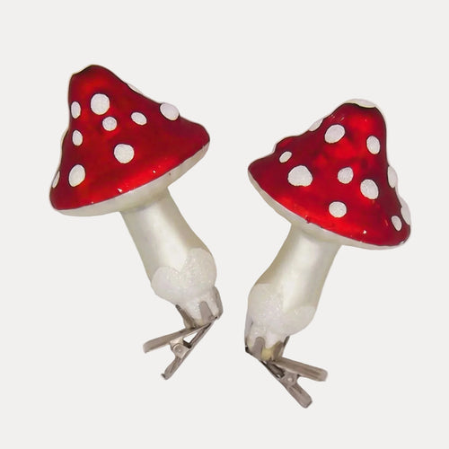 Glass Mushroom Christmas Ornament