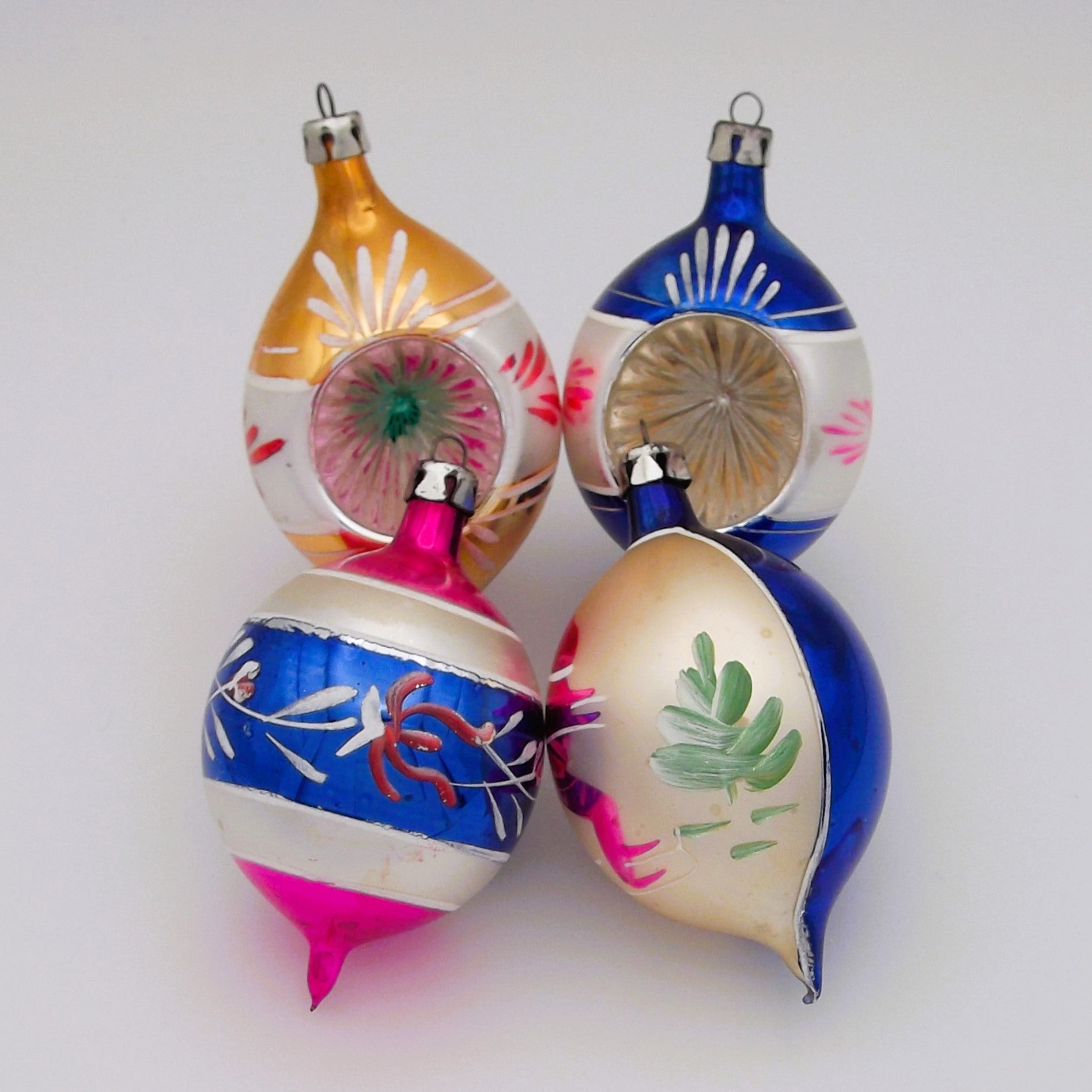 Vintage Christmas Oval Glass Bauble Set 