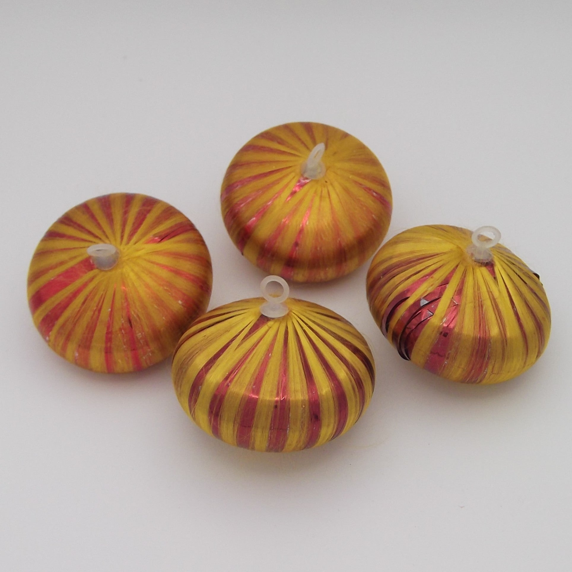 Vintage Satin-Wrapped Christmas Ornaments in an onion shape